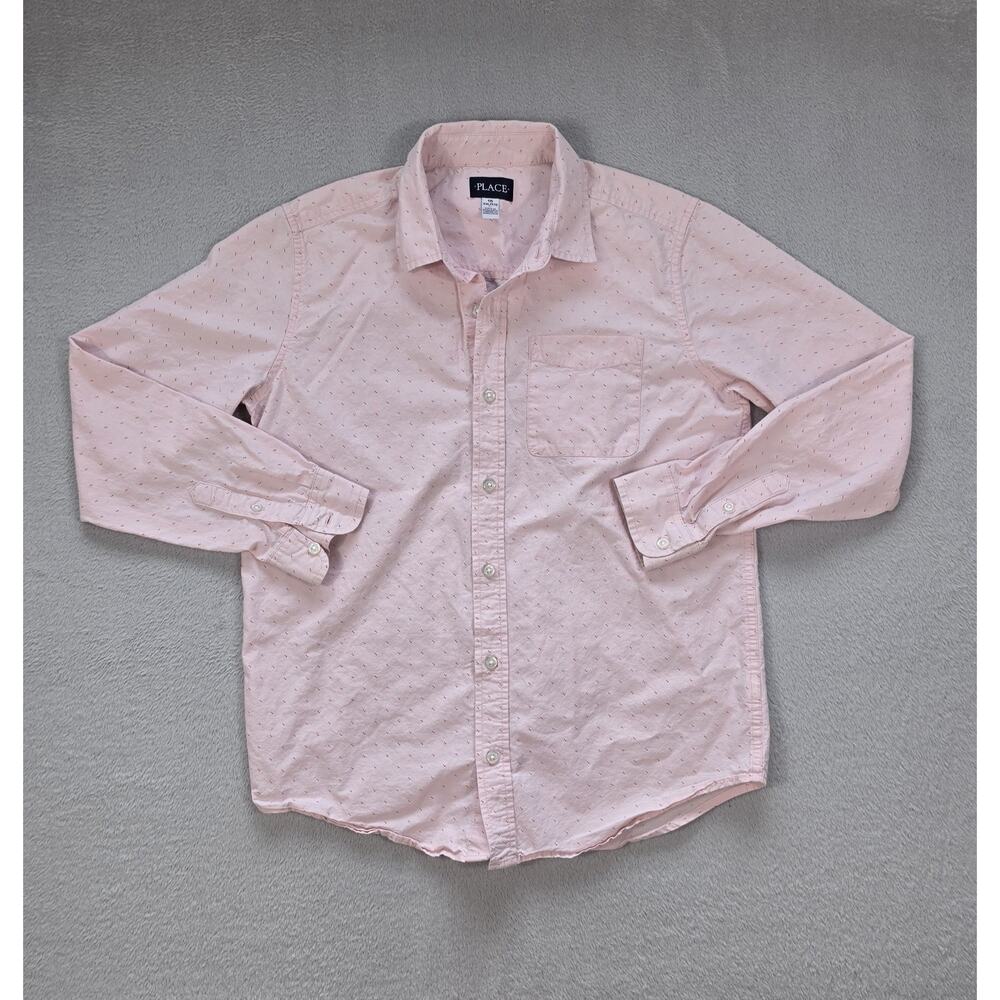 The Children’s Place Boys Pink Button Up Shirt Size 16 XXL Long Sleeve Cotton